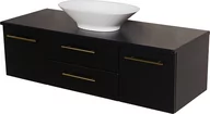 Szafki łazienkowe - Szafka łazienkowa wisząca 140/50 cm czarny mat z umywalką nablatową Belli Gold Gante - miniaturka - grafika 1