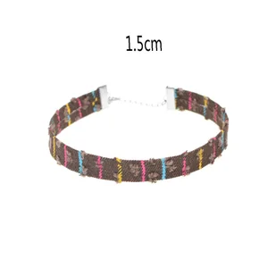 CHOKER wąski BRĄZOWY z kolorowymi wstawkami - Naszyjniki - miniaturka - grafika 1