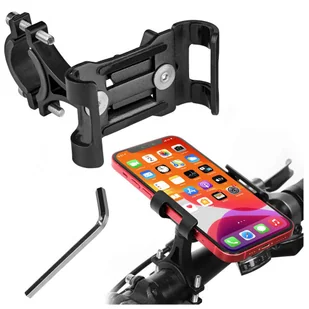 Uchwyt rowerowy Alogy Metal Bike Holder do telefonu na kierownicę na rower motor hulajnoga Czarny + Pasek bezpieczeństwa - Akcesoria rowerowe - miniaturka - grafika 2