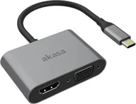 Stacje dokujące i replikatory portów - Stacja/replikator Akasa USB-C - HDMI - VGA Srebrny AK-CBCA23-18BK - miniaturka - grafika 1