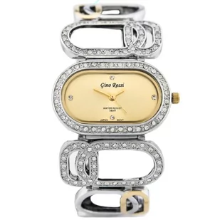 Zegarek Srebrno-złoty damski zegarek z bransoletą G.ROSSI 5504 9SZ - Zegarki damskie - miniaturka - grafika 1
