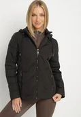 Kurtki damskie - Czarna Kurtka Przejściowa z Kapturem i Ozdobnym Pikowaniem Cilvessa - miniaturka - grafika 1