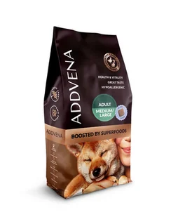 ADDVENA Boosted by Superfoods Adult medium&large 10kg dla psów ras średnich i dużych - - Sucha karma dla psów - miniaturka - grafika 1