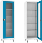 Meble i wyposażenie gabinetów medycznych - XSML.101.9010.5012 mobilna szafa lekarska 1-skrzydłowa 1-komorowa biało-niebieska na kołach - miniaturka - grafika 1