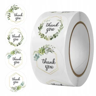 Naklejki  Etykiety Thank You Dziękuję 500 Sztuk Urodziny Wesele 3.5 Cm - Akcesoria do pakowania - miniaturka - grafika 1