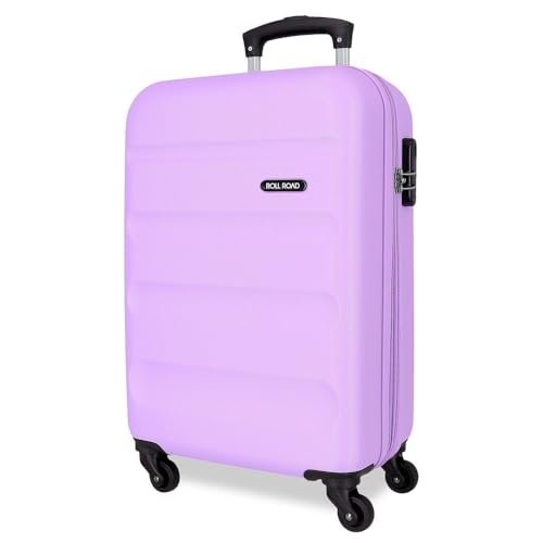 Roll Road Flex Walizka kabinowa fioletowa 35 x 55 x 20 cm sztywne ABS boczne zapięcie szyfrowe 33L 2,78 kg 4 koła podwójny bagaż ręczny, Fioletowy, walizka kabinowa