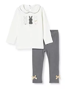 Chicco Dziewczęca Completino T-Shirt Manica Lunga + legginsy strój wieczorowy, biały i szary., 50 cm - Legginsy - miniaturka - grafika 1