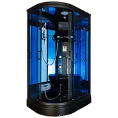 Kabiny z hydromasażem - Czarna kabina prysznicowa z hydromasażem i sauną parową zabudowana 120x85 MO-02188BLS lewa - miniaturka - grafika 1
