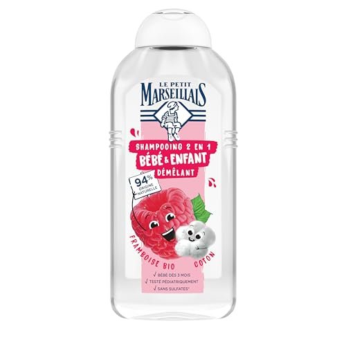 Le Petit Marseillais Szampon 2 w 1 dla niemowląt i dzieci Rozplątujący Organiczny i bawełniany (300 ml) - 94% pochodzenia naturalnego - nie kłuje oczu, nie zawiera silikonu i siarczanów i
