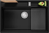 Zlewozmywaki - Zlewozmywak granitowy jednokomorowy + wkładka ociekowa gratis Oslo 80 Pocket Multilevel kolor Czarny. Baterie kuchenne i syfon do wyboru. Primagran - miniaturka - grafika 1