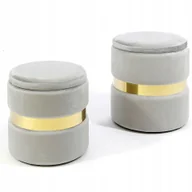 Pufy i podnóżki - Pufa Welurowa Szara Welur podnóżek 35 42cm 2w1 - miniaturka - grafika 1