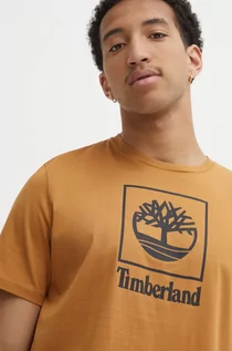 Koszulki męskie - Timberland t-shirt bawełniany męski kolor brązowy z nadrukiem TB0A5QSPP471 - grafika 1