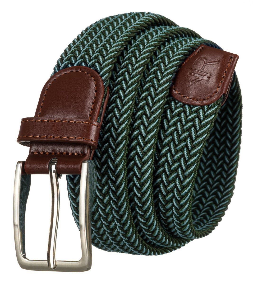 Zielony uniwersalny pasek do spodni ROVICKY parciany z klasyczną klamrą pleciony modny damski męski