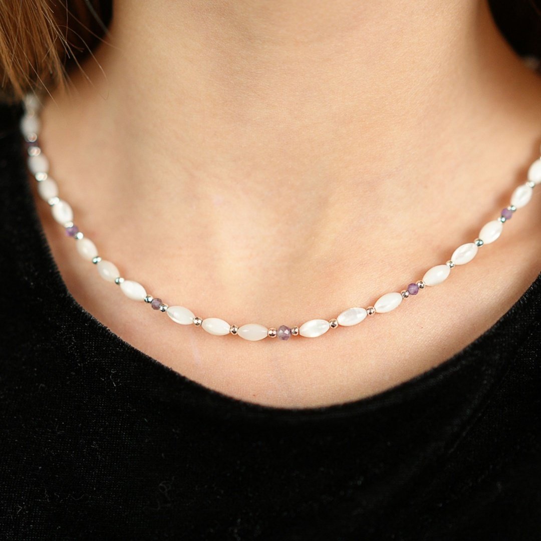 Naszyjnik Somi - masa perłowa, ametyst byNADI