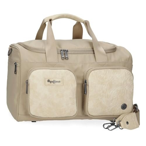 Pepe Jeans Jana Beżowa torba podróżna 40x25x20 cm Poliester ze szczegółami ze sztucznej skóry by Joumma Bags, beż, Talla única, torba podróżna