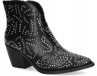 GIOSEPPO BOTKI CZARNE NA ZAMEK NA OBCASIE DAMSKIE 37 Ż7B - Botki damskie - miniaturka - grafika 1