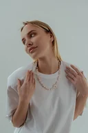 Bransoletki - Naszyjnik z Perłą Barokową dużymi Perłami i Kwarcem Różowym - miniaturka - grafika 1