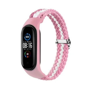 Opaska pleciona Smart Band M5/M6/M7 PINK-WHITE / RÓŻOWO-BIAŁY - Akcesoria do smartwatchy - miniaturka - grafika 1