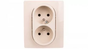NILOE Gniazdo podwójne z/u kompaktowe 16 A 250 Vz przesłonami kremowe 764641 - Gniazdka elektryczne - miniaturka - grafika 1