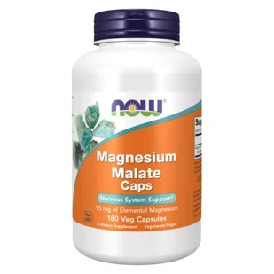 NOW FOODS Magnesium 95 mg (Jabłczan Magnezu),180 kapsułek  - >>> DARMOWA od 99zł <<<- - Witaminy i minerały - miniaturka - grafika 1