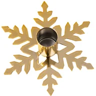 Świeczniki - Świąteczny Świecznik Na Świeczkę Świecę Candleholder Dekoracja Na Boże Narodzenie Złoty Śnieżynka 3,5X11,5 Cm - miniaturka - grafika 1