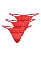 Komplety bielizny - Wielopak Stringi paski z koronką Erori czerwone, Teyli - miniaturka - grafika 1