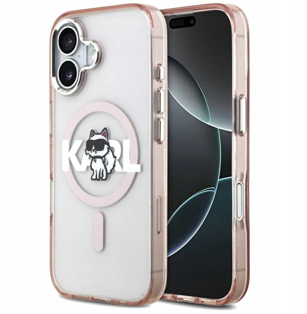 KARL LAGERFELD futerał do IPHONE 17 kompatybilny z MagSafe KLHMP17SHGCHGKBP IML Choupette Sketch Logo różowy