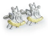Spinki do mankietów i krawatów - Srebrno-złote spinki do mankietów - tancerze U162 - miniaturka - grafika 1