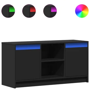 vidaXL Szafka pod telewizor z oświetleniem LED czarna 100x34x50 cm - Szafki RTV - miniaturka - grafika 1