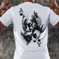 Koszulki męskie - TEMU Męska Koszulka Z Nadrukiem Pokera, Swobodna Koszulka Z Krótkim Rękawem I Okrągłym Dekoltem, Odzież Męska Na Zewnątrz - miniaturka - grafika 1