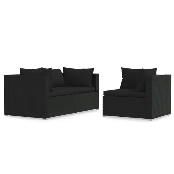 Modny zestaw wypoczynkowy do ogrodu czarny, wymiary sofy: 70 x 70 x 60,5 cm