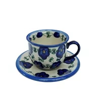 Filiżanki - Ceramiczna filiżanka ze spodkiem Ceramika Bolesławiec - miniaturka - grafika 1