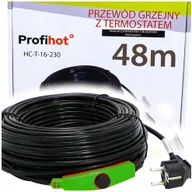 Pozostałe akcesoria sieciowe - KABEL GRZEWCZY PRZEWÓD GRZEJNY Z TERMOSTATEM do rynny rur 230V 768W 48M - miniaturka - grafika 1