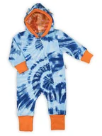 Pajacyki dla niemowląt - Chłopięcy pajac dresowy z kapturem niebieski Nicol,r.56 - miniaturka - grafika 1