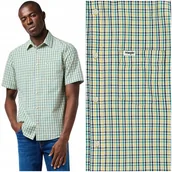 Koszule męskie - Wrangler 1 PKT SHIRT Green Multi bawełniana koszula kratka krótki rękaw M - miniaturka - grafika 1