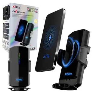 Xblitz Automatyczny Uchwyt Samochodowy Z Ładowaniem Bezprzewodowym I Przewodowym FX2 Exclusive - Uchwyty samochodowe do telefonów - miniaturka - grafika 1