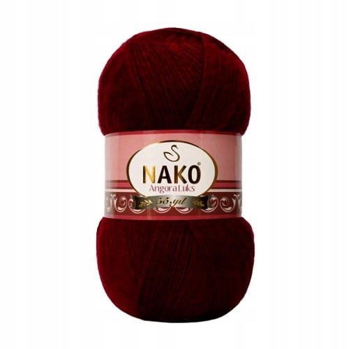 Włóczka NAKO ANGORA LUKS 100g kolor 13863 / ciemne bordo