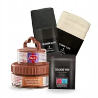 Środki do obuwia i ubrań - Pasta do Butów Jasny Brąz Chusteczka i Szmatki do Skóry Palc Zestaw 4w1 - miniaturka - grafika 1