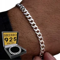 Bransolety męskie - Srebrna Bransoletka Pancerka Diamentowana Męska 5Mm/21Cm Srebro Próba 925 - miniaturka - grafika 1