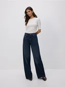 Spodnie damskie - Reserved - Jeansy wide leg z przeszyciami - indigo jeans - miniaturka - grafika 1