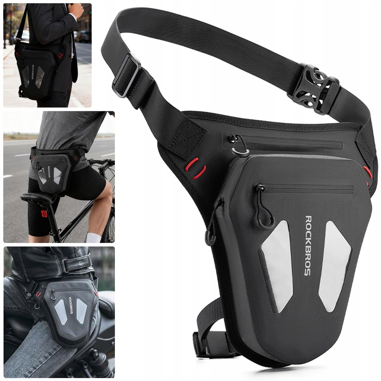Torba Na Nogę Udo Motocyklowa Saszetka Wodoodporna Nerka Czarna Hip Bag