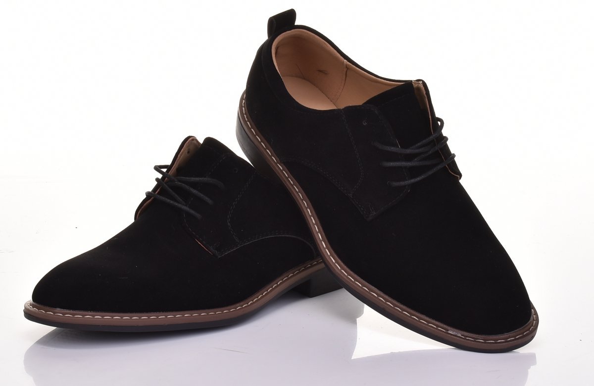ZAMSZOWE PÓŁBUTY MĘSKIE ELEGANCKIE WYGODNE BUTY WIZYTOWE KLASYCZNE CZARNE