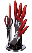 Noże - Czerwony komplet noży ze stali niedzewnej w stojaku W9-L12 - miniaturka - grafika 1