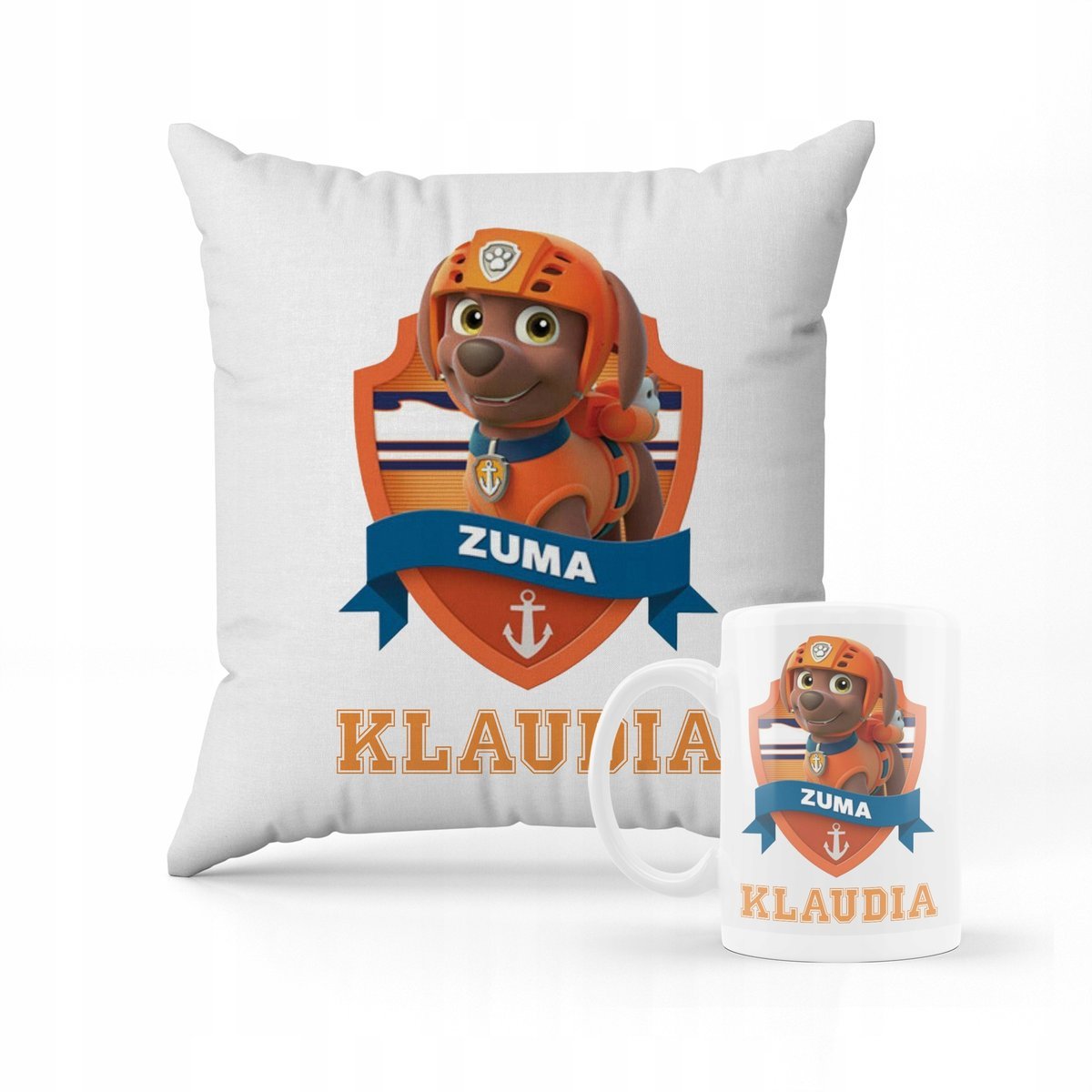 ZESTAW KUBEK + PODUSZKA PSI PATROL ZUMA + IMIĘ