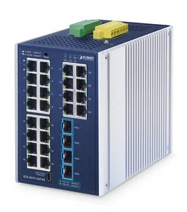 PLANET Industrial L2+ 24-Port Managed Switch IGS-4215-24T4X Zarządzany L2+ Gigabit Ethernet (10/100/1000) Aluminium, Niebieski - Pozostałe akcesoria sieciowe - miniaturka - grafika 1
