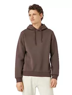 Bluzy męskie - Koton Męska bluza z kapturem Basic Hoodie Long Sleeve, 542 (brązowy), M - miniaturka - grafika 1