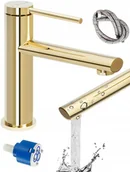 Baterie umywalkowe - Rea Oval bateria umywalkowa stojąca złota REA-B6515 - miniaturka - grafika 1