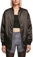 Kurtki damskie - Urban Classics Damska kurtka oversized satynowa bomber, czarny, M - miniaturka - grafika 1