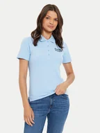 Koszulki i topy damskie - Tommy Hilfiger Polo Script WW0WW43624 Błękitny Slim Fit - miniaturka - grafika 1