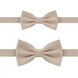 ZESTAW MUCHA BAWEŁNIANA TATA + SYN beżowa gładka EM 9 - EM Men's Accessories - Krawaty i muchy męskie - miniaturka - grafika 1